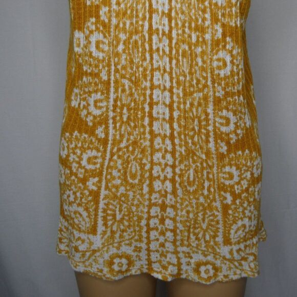 Lucky Brand Floral Lace Yolk Tank Top Mustard Small Marigold Boho Blouse - Picture 4 of 8